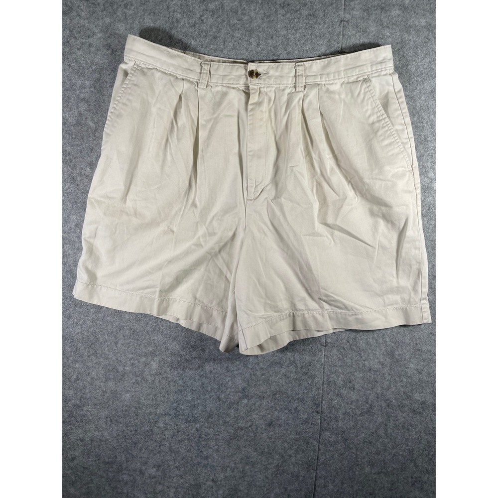 Eddie Bauer Vintage Pleated Chino Shorts Womens 20 Beige Khaki Cotton High Rise